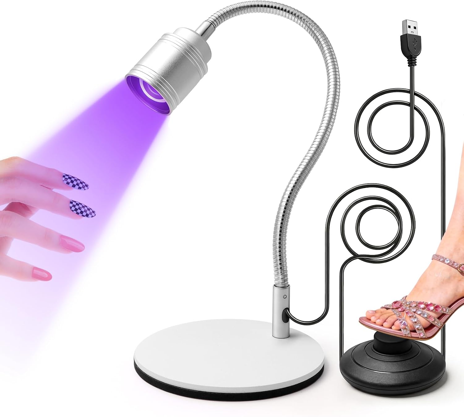 Gooseneck Flash Cure Nail Lamp with Foot Pedal Control